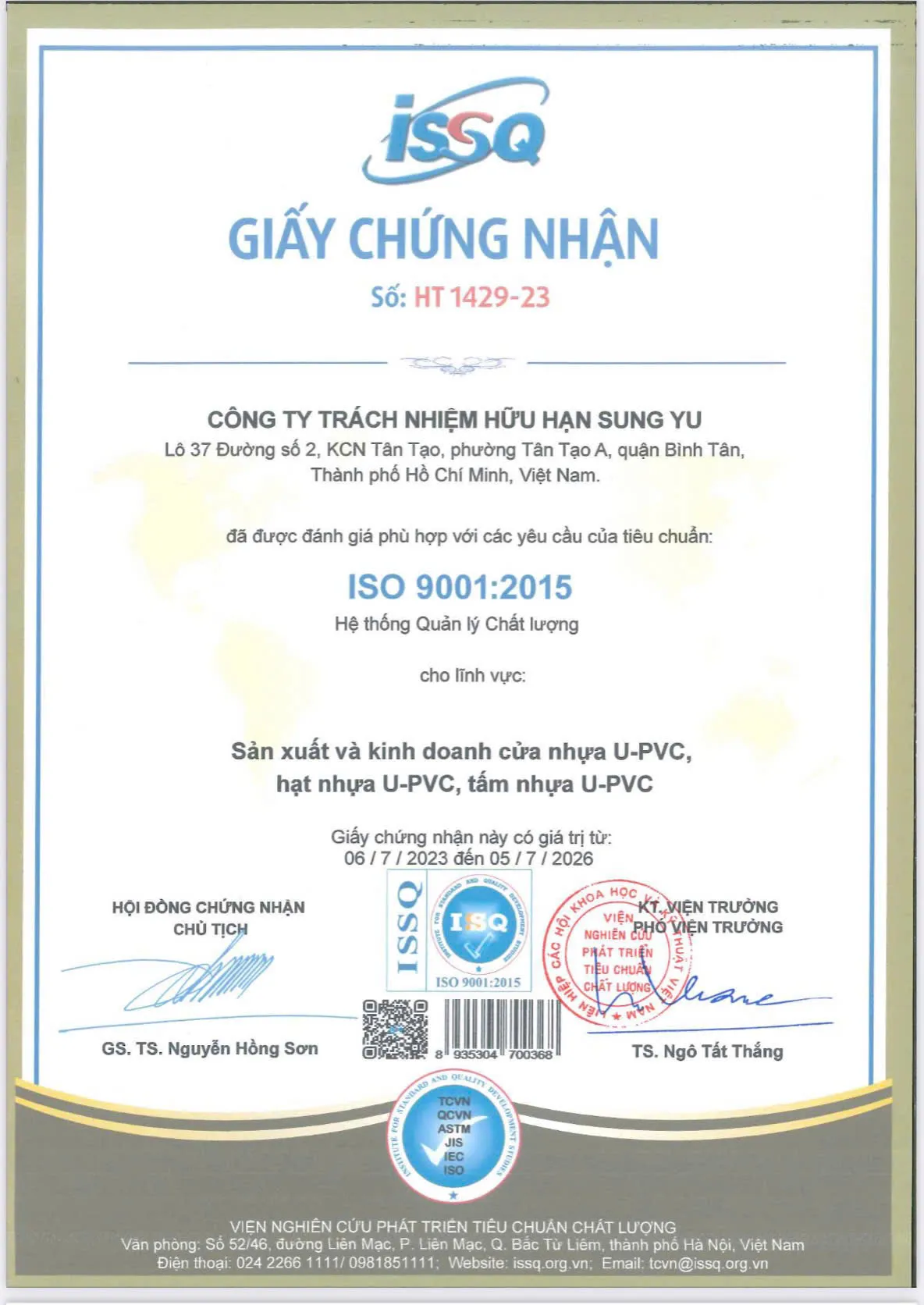 Giấy chứng nhận ISO